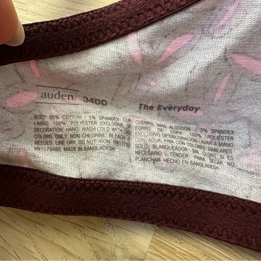 NWT Auden Purple and Pink Floral Bra and Panty Set size 34DD | XS